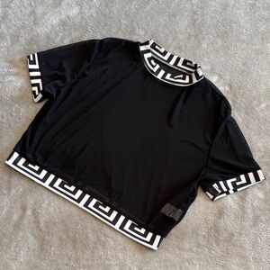 Black and White Geometric Trim Top